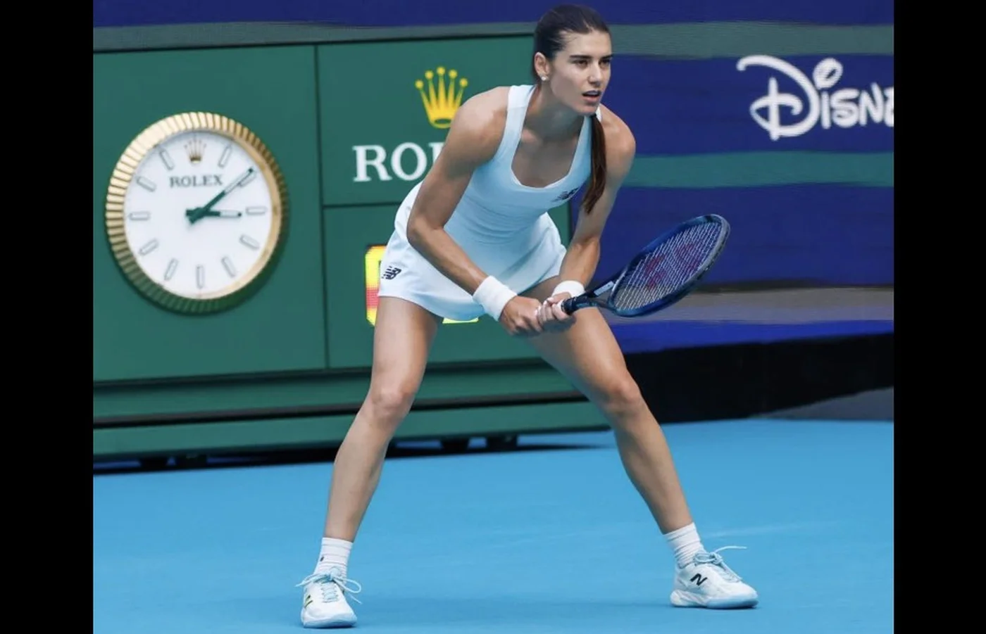 Sorana Cîrstea, în timpul unui schimb de mingi pe zgură, la turneul de la Roma din 2026